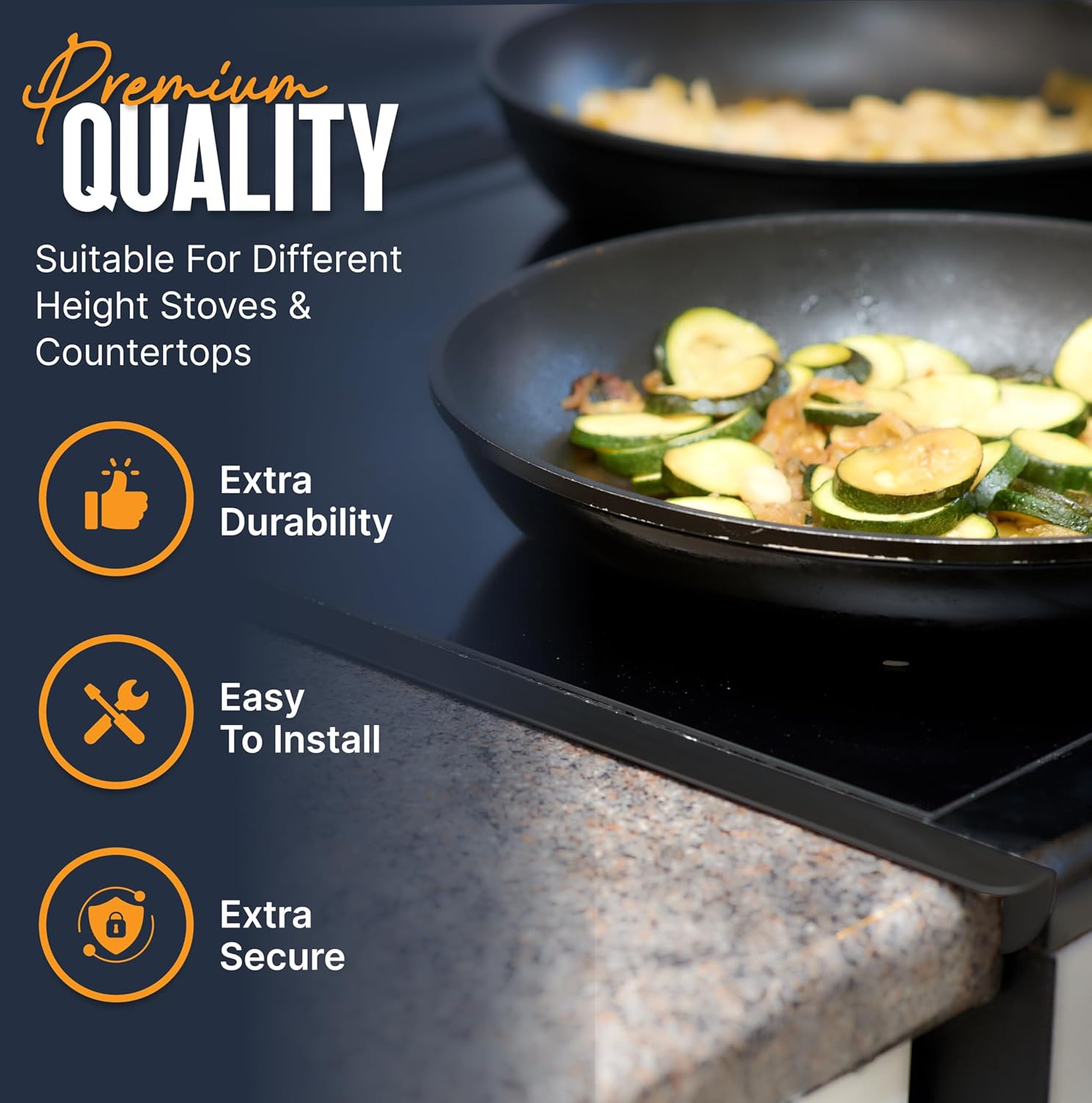 Pack of 2 Linda’s Essentials Stove Gap Covers Stainless Steel (2 Pack), 316 Stainless Steel Stove Gap Covers Heat Resistant Oven Gap Filler Seals Spaces Between Stovetop and Counter (23.4 Inches, Black (Steel))